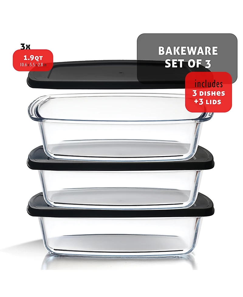 Nestl Airtight 6-Pc. Rectangular Bread Loaf Containers Set