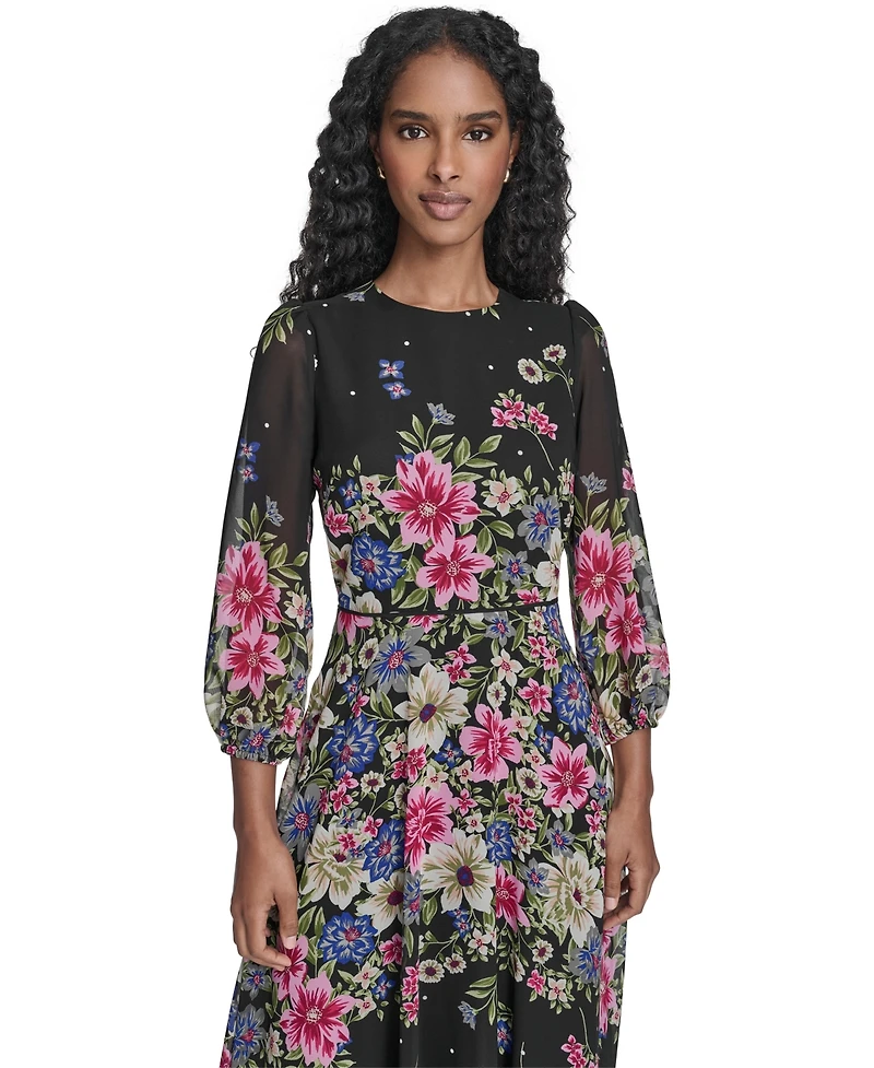 Jessica Howard Petite Jewel Neck Midi Dress