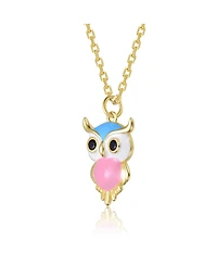 GiGiGirl 14K Gold Plated with Multi-Color Enamel Majestic Owl Design Pendant Necklace