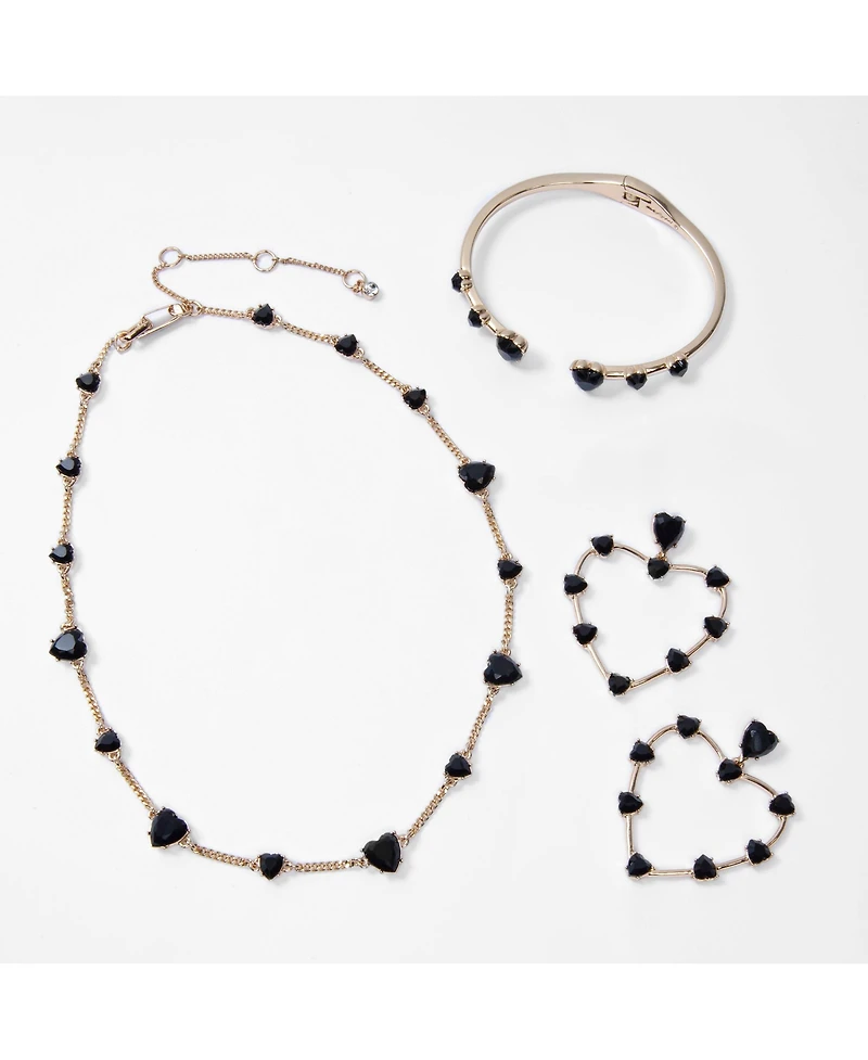 Karl Lagerfeld Paris Black Stone Heart Collar Necklace