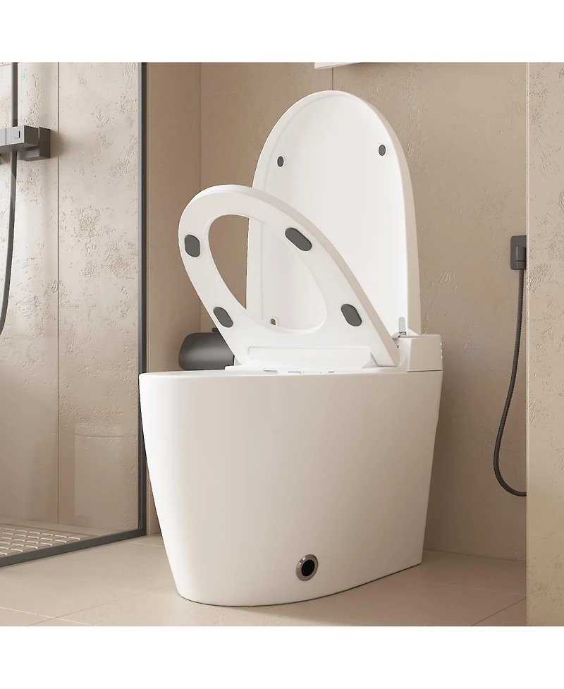 Lalahoo Smart Toilet Modern Toilet Automatic Flush, Foot Sensor Flush, Heated Seat, toilet in Led Luminous Toilet Bowl, Tankless Toilet