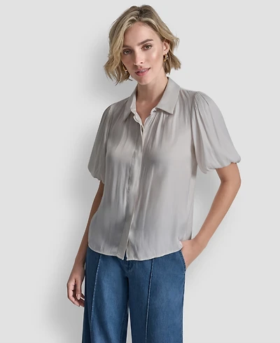 Dkny Women's Short-Sleeve Park Satin Top