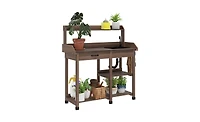 Garden Storage Work Bench with Open Shelves and Tool Space