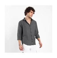 Campus Sutra Men's Solid Textured Knit Shirt