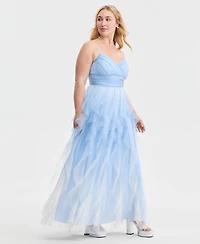 pear culture Trendy Plus Ombre Spiral-Ruffled Gown