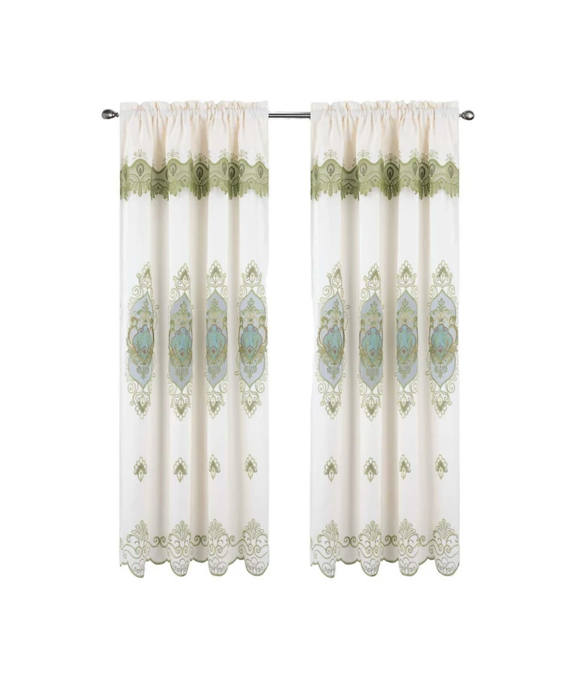Rt Designer Collection Betsy Macrame Rod Pocket Curtain Panel 52" x 84" Sage