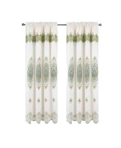 Rt Designer Collection Betsy Macrame Rod Pocket Curtain Panel 52" x 84" Sage