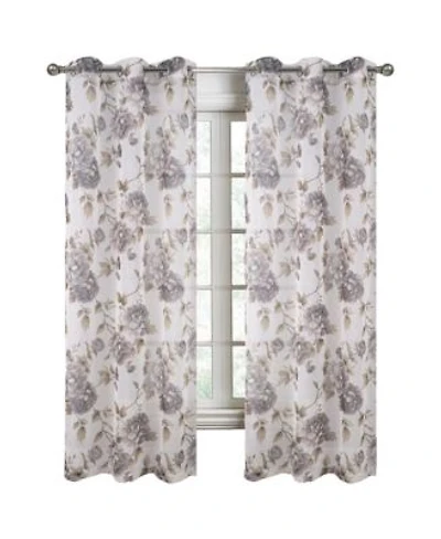 Rt Designers Collection Ellie Doily Grommet Light Filtering Window Curtain Panel For Bedroom 54 X22 X 95 X22 Silver