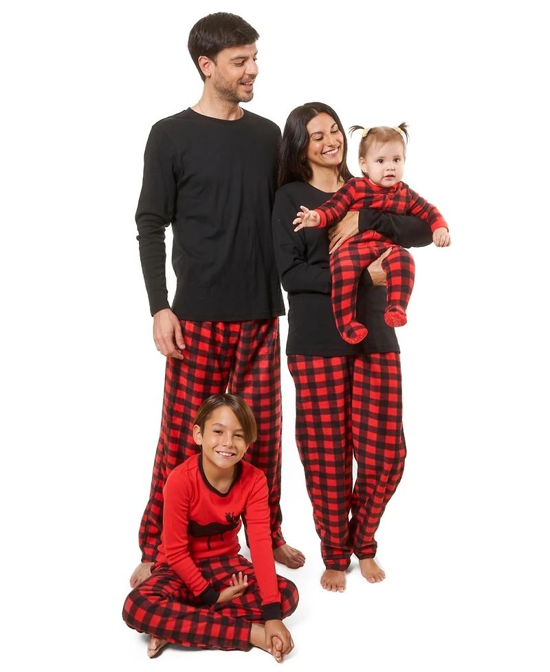 Leveret Men's Men s Cotton Top and Fleece Pants Holiday Pajamas