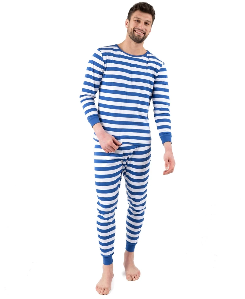 Leveret Men's Men s Two Piece Cotton Striped Holiday Pajamas