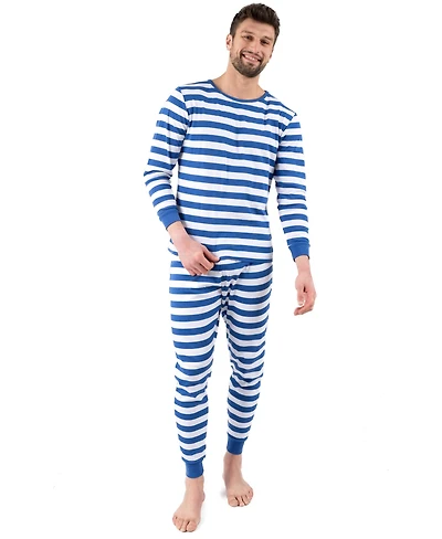 Leveret Men's Men s Two Piece Cotton Striped Holiday Pajamas