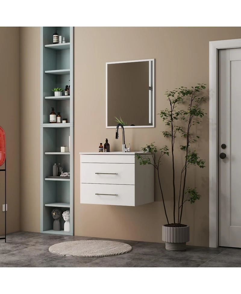 Streamdale Furniture 24" White Gloss Wall-Mount Vanity: Soft-Close