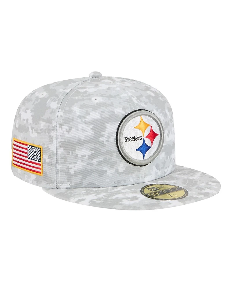 New Era Men's Gray Pittsburgh Steelers 2025 Salute to Service Fan Pack 59FIFTY Fitted Hat