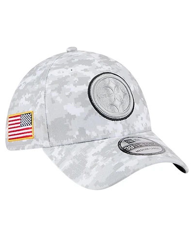 New Era Men's White Pittsburgh Steelers 2025 Salute to Service Digital Camo Fan Pack 39THIRTY Flex Hat