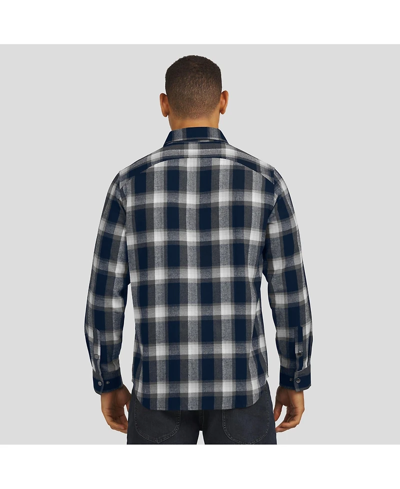 Fanatics Men's Navy New England Patriots Flannel Plaid Full-Snap Shirt