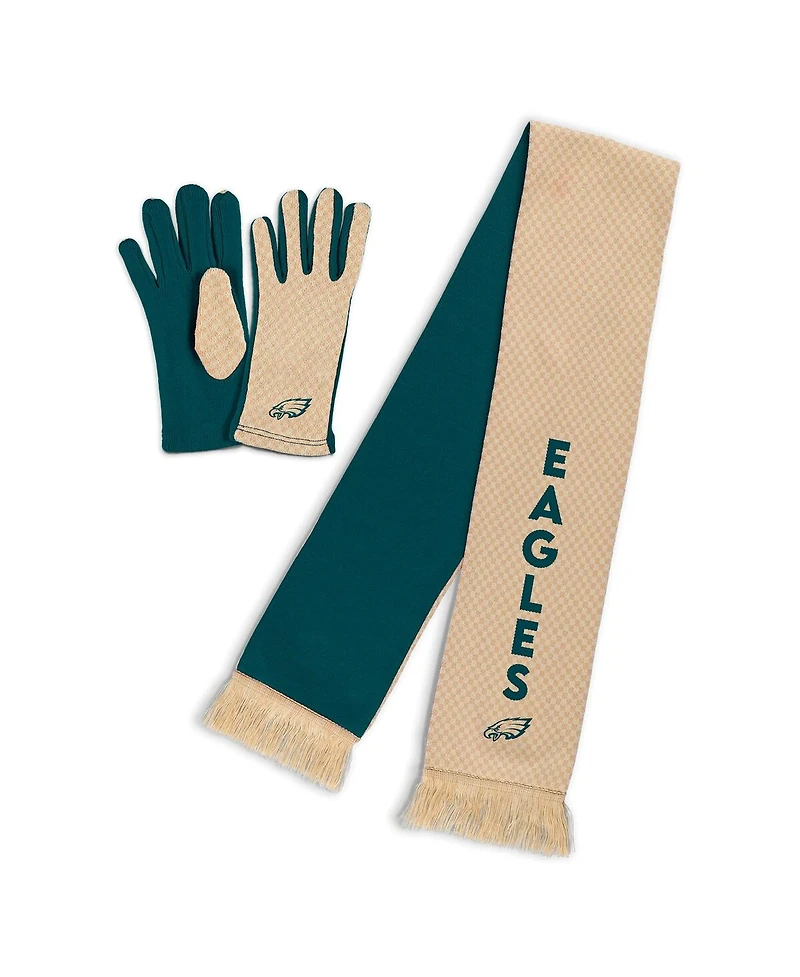 Wear by Erin Andrews Women's Tan Philadelphia Eagles Tonal Scarf Glove Set