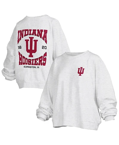 Pressbox Women's Oatmeal Indiana Hoosiers Waist Length Oversized Janise Melange Sweatshirt