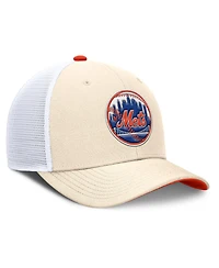 Nike Men's Natural New York Mets Cooperstown Collection Dri-fit Rise Trucker Adjustable Hat