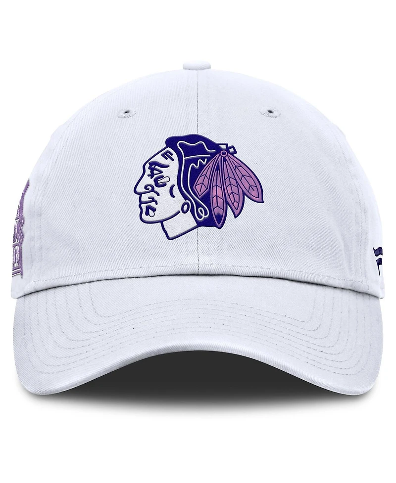 Fanatics Men's White Chicago Blackhawks Authentic Pro Hockey Fights Cancer Adjustable Hat