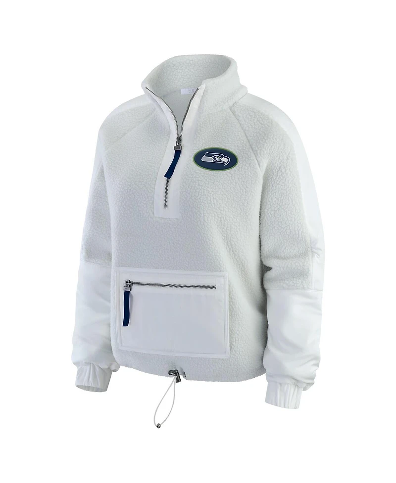 Wear by Erin Andrews Women's White Denver Broncos Polar Fleece Half-Zip Jacket