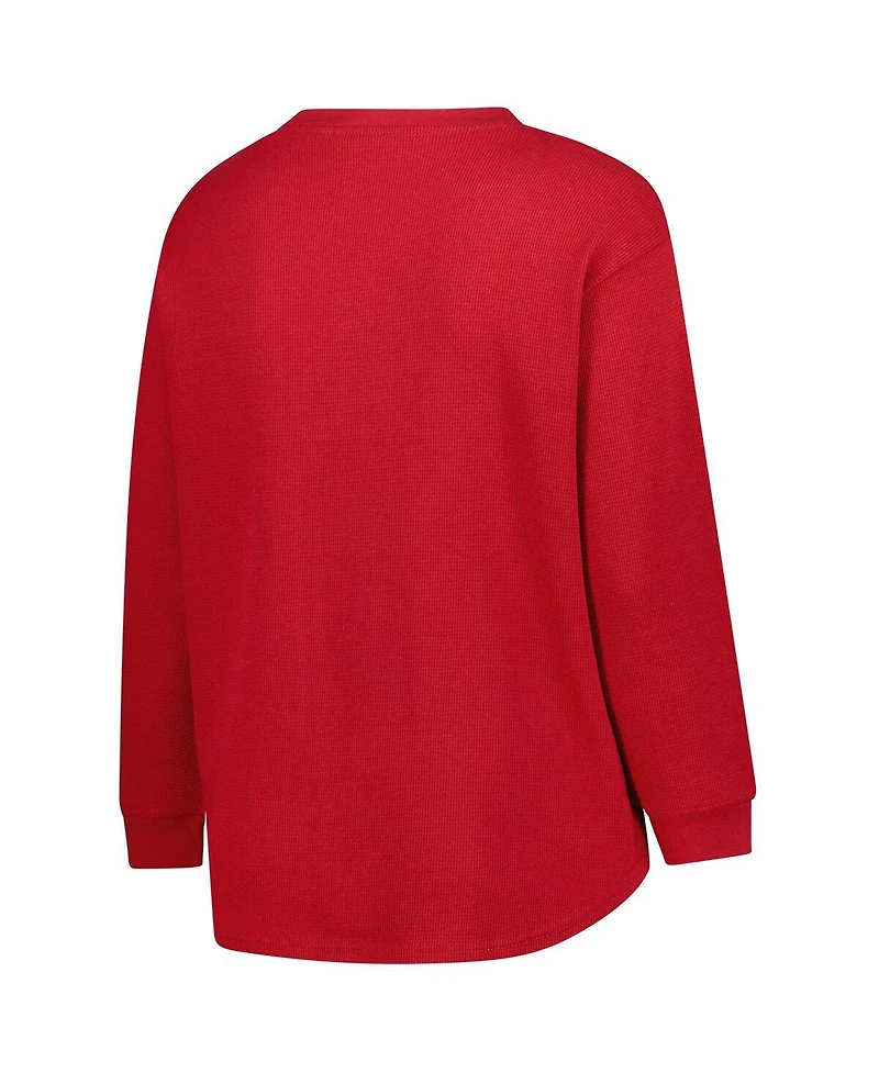 Fanatics Women's Crimson Alabama Tide Lace-Up Waffle Knit Plus Long Sleeve T-Shirt