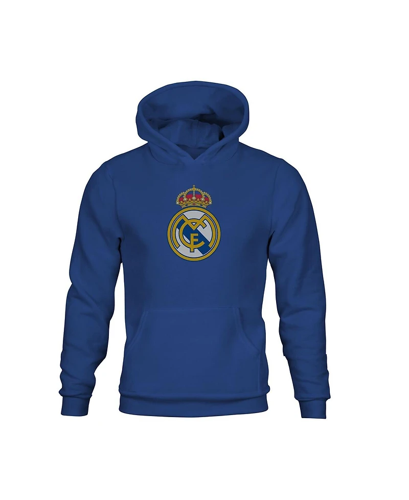 1863FC Big Boys and Girls Blue Real Madrid Color Badge Fleece Hoodie