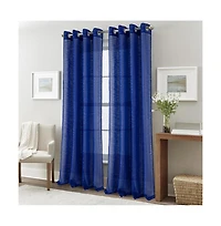 Rt Designers Collection Dexter Linen Texture Grommet Sheer Light Filtering Window Curtain Panel 54" x 90" Navy