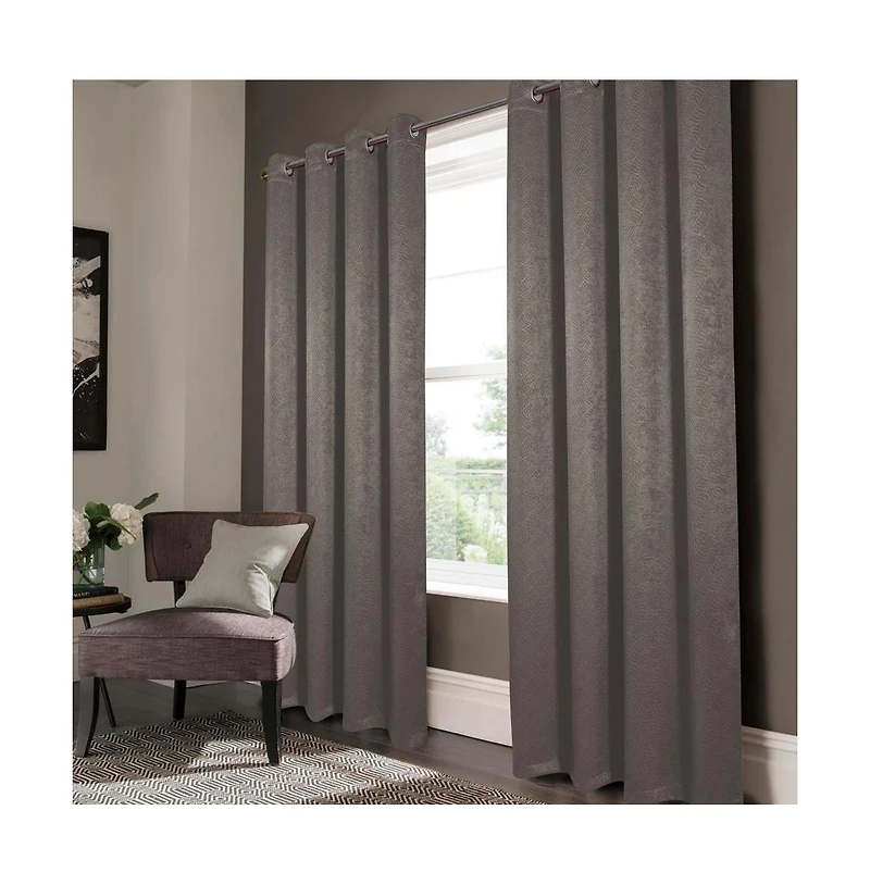 Rt Designers Nellie Embossed Blackout Grommet Panel - 52x95", Charcoal