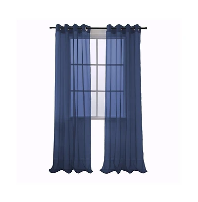 Rt Designers Collection Cara One Sheer Grommet Light Filtering Curtain Panel 54" x 90" Navy