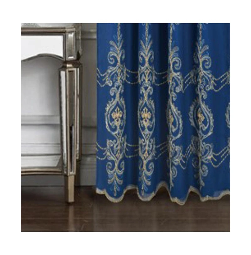 Rt Designers Collection Jayla Stylish & Premium Embroidered Curtain Panel 54" x 90" Navy