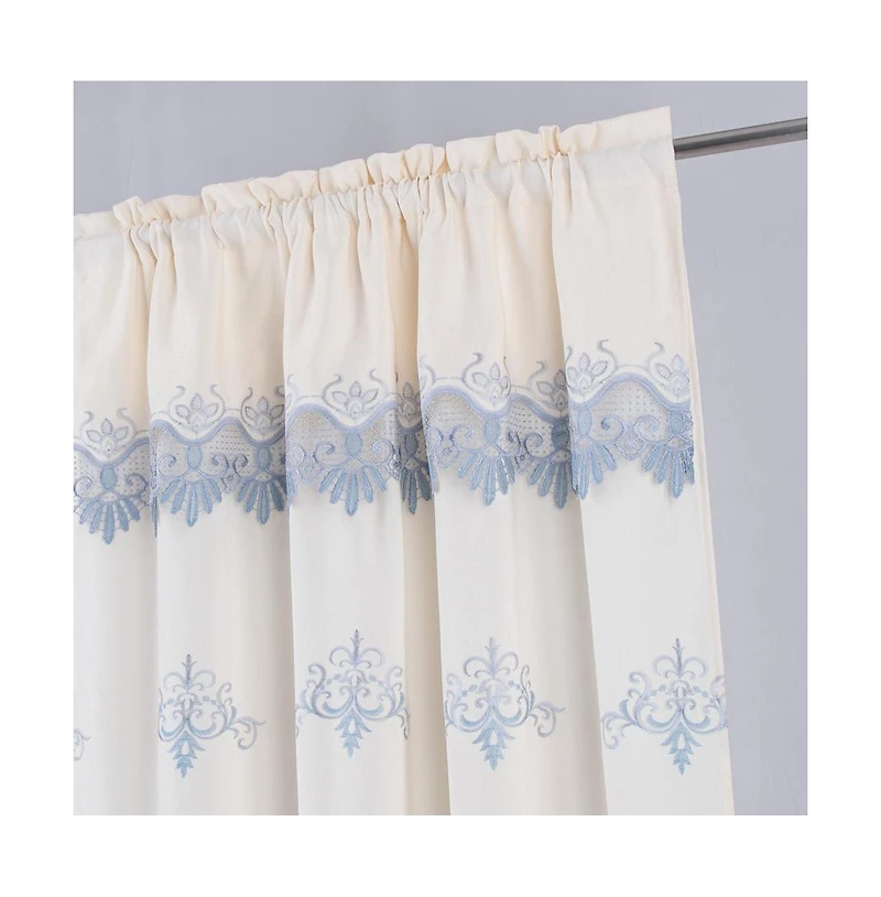 Rt Designers Collection Bonnie Macrame Rod Pocket Room Darkening Curtain Panels for Living Room 52" x 84" Beige