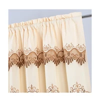 Rt Designers Collection Bonnie Macrame Rod Pocket Room Darkening Curtain Panels for Living Room 52" x 84" Ivory