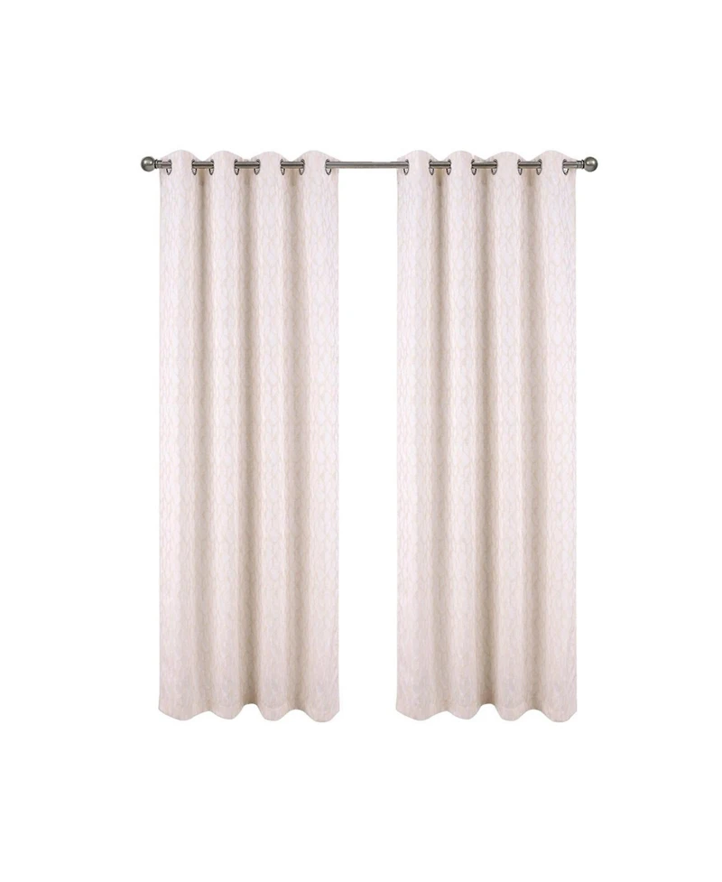 Rt Designer Collection Cubix Jacquard Grommet Luxurious Modern Design Curtain Panel 54" x 84" Silver