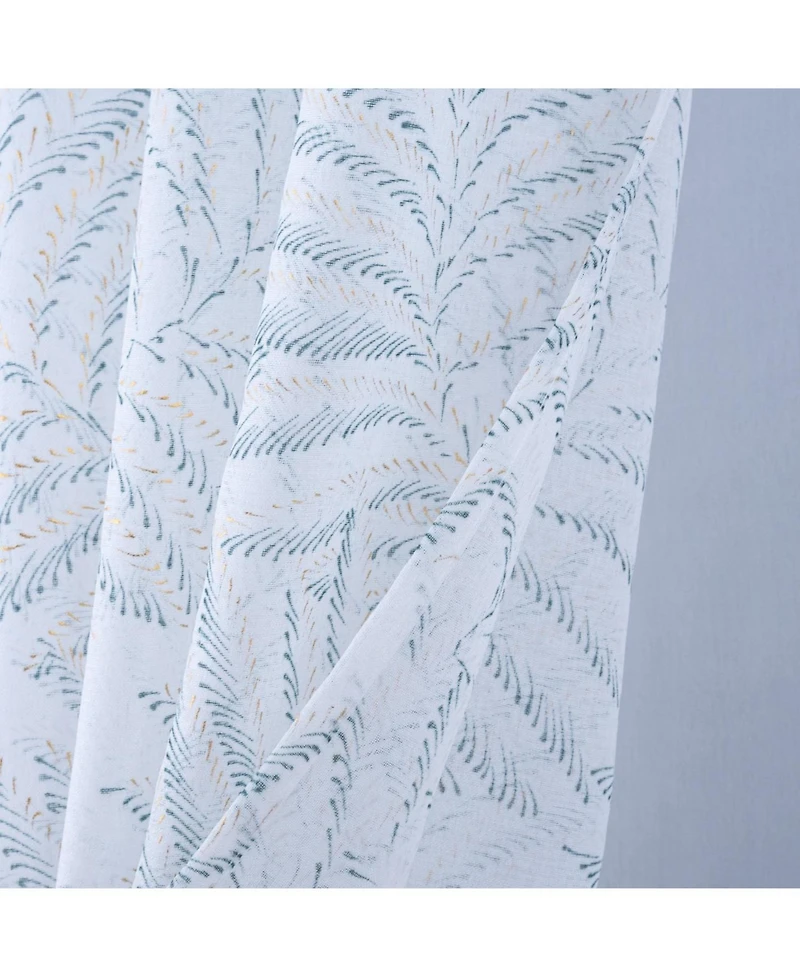 Rt Designers Collection Faye Grommet Metallic Sheer Printed Doily Curtain Panel 54" x 84" Sage