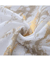 Rt Designers Collection Marble Grommet Metallic Sheer Printed Doily Curtain Panel 54" x 84" Taupe