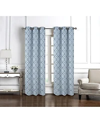 Rt Designer Collection Woodbridge Jacquard Grommet Luxurious Modern Design Curtain Panel 54" x 84" Blue