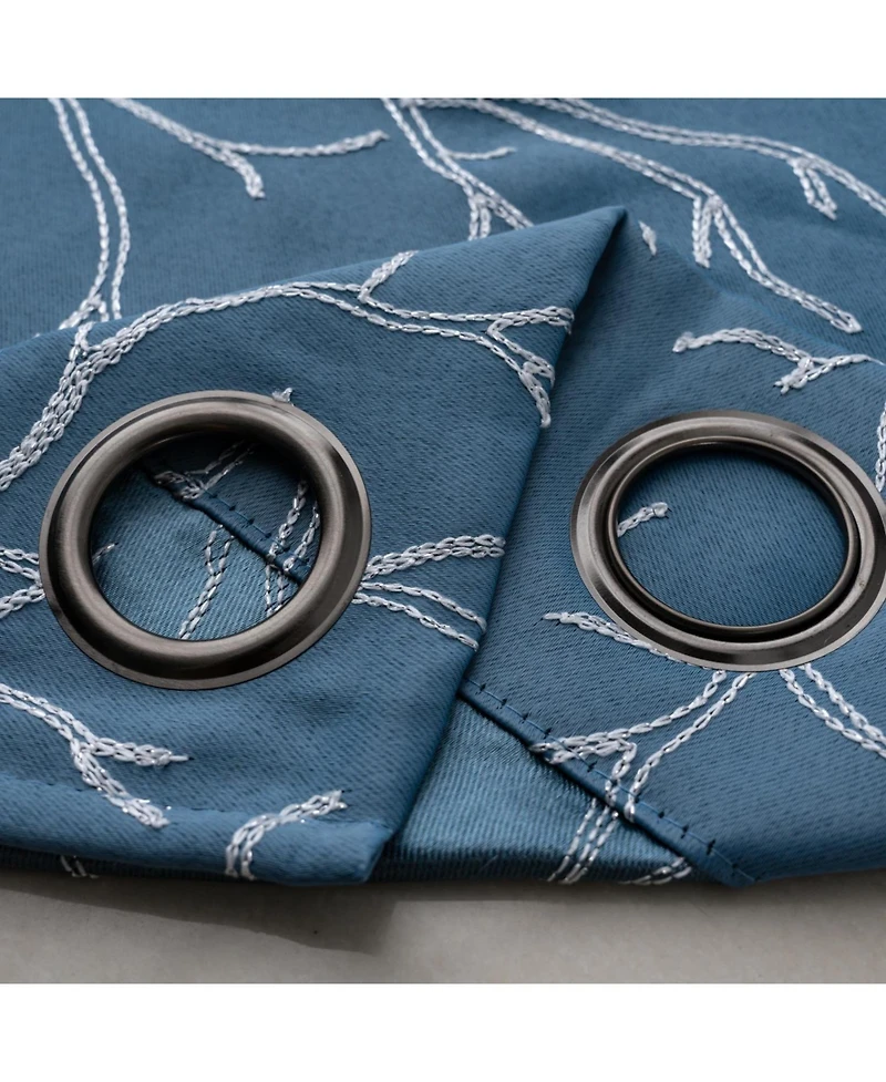 Rt Designer Collection Luciana Embroidered Blackout Luxurious Decorative Grommet Curtain Panel 54" x 90" Wedgwood