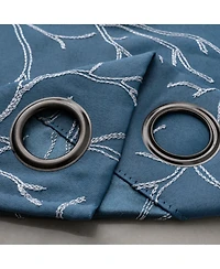 Rt Designer Collection Luciana Embroidered Blackout Luxurious Decorative Grommet Curtain Panel 54" x 90" Wedgwood