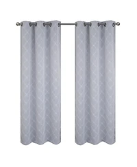 Rt Designer Collection Gable Embroidered Blackout Luxurious Decorative Grommet Curtain Panel 54" x 84" Silver