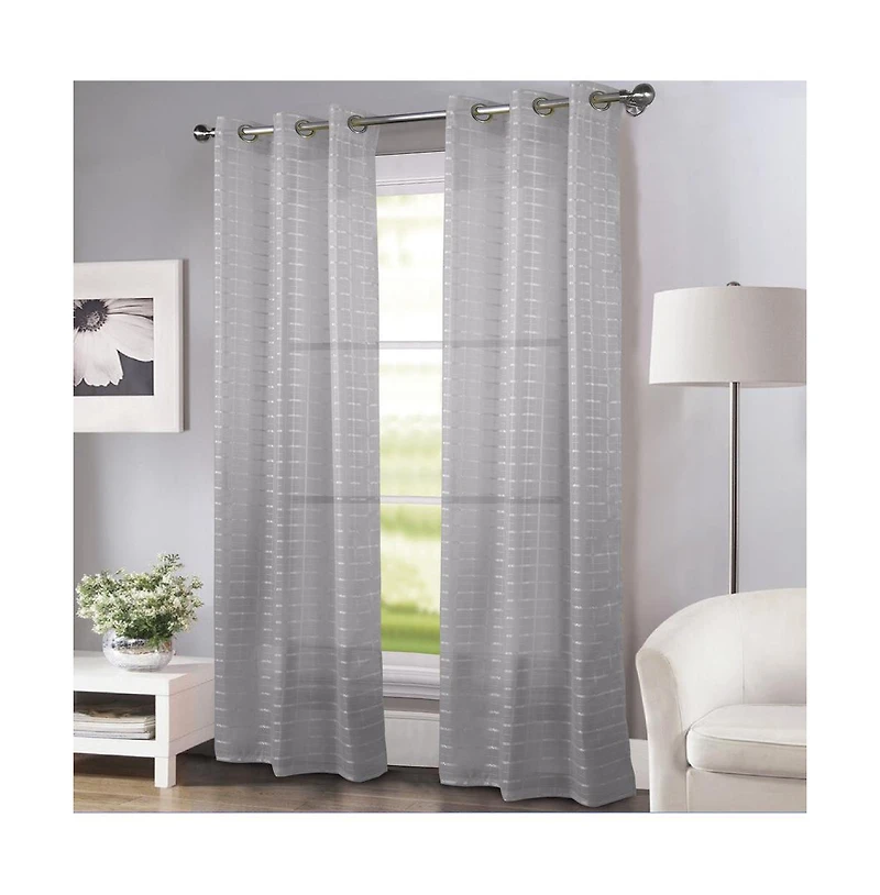 Rt Designers Collection Wanda Box Voile Light Filtering One Grommet Curtain Panel 54" x 90" Blush