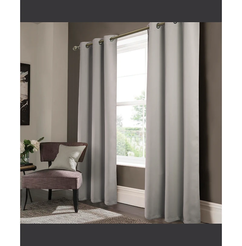 Rt Designers Collection Anchorage Premium Blackout Grommet Curtain Panel 54" x 63" Silver