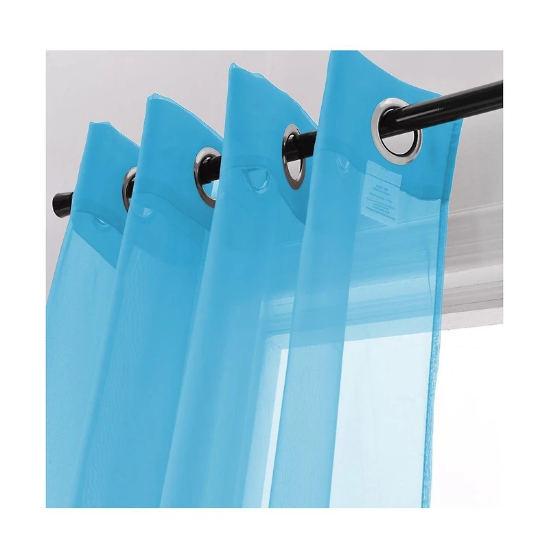 Rt Designers Collection Cara One Sheer Grommet Light Filtering Curtain Panel 54" x 90" Neon