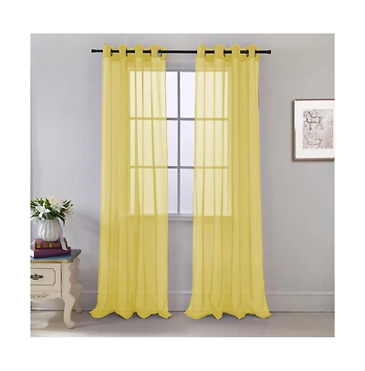 Rt Designers Collection Cara One Sheer Grommet Light Filtering Curtain Panel 54" x 90" Neon Yellow