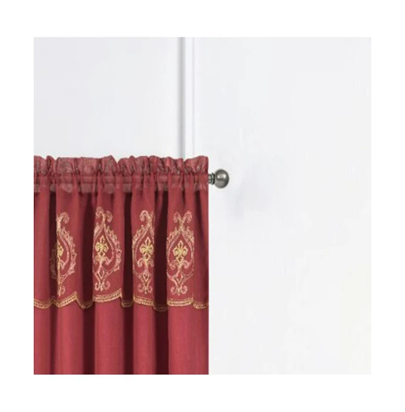 Rt Designers Collection Jayla Stylish & Premium Embroidered Curtain Panel 54" x 90" Burgundy