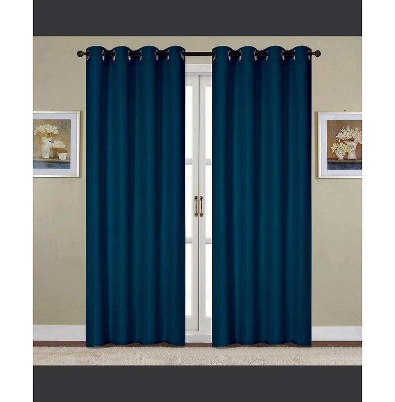 Rt Designers Collection Kennedy Elegant Design Grommet Curtain Panel 54" x 90" Navy
