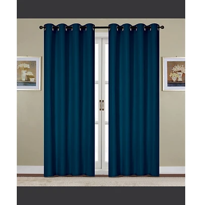 Rt Designers Collection Kennedy Elegant Design Grommet Curtain Panel 54" x 90" Navy