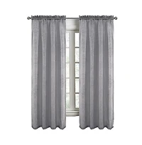 Rt Designers Collection Andrea Emb Metallic Doily Rod Pocket Room Darkening Curtain Panels for Bedroom 54" x 95" Charcoal