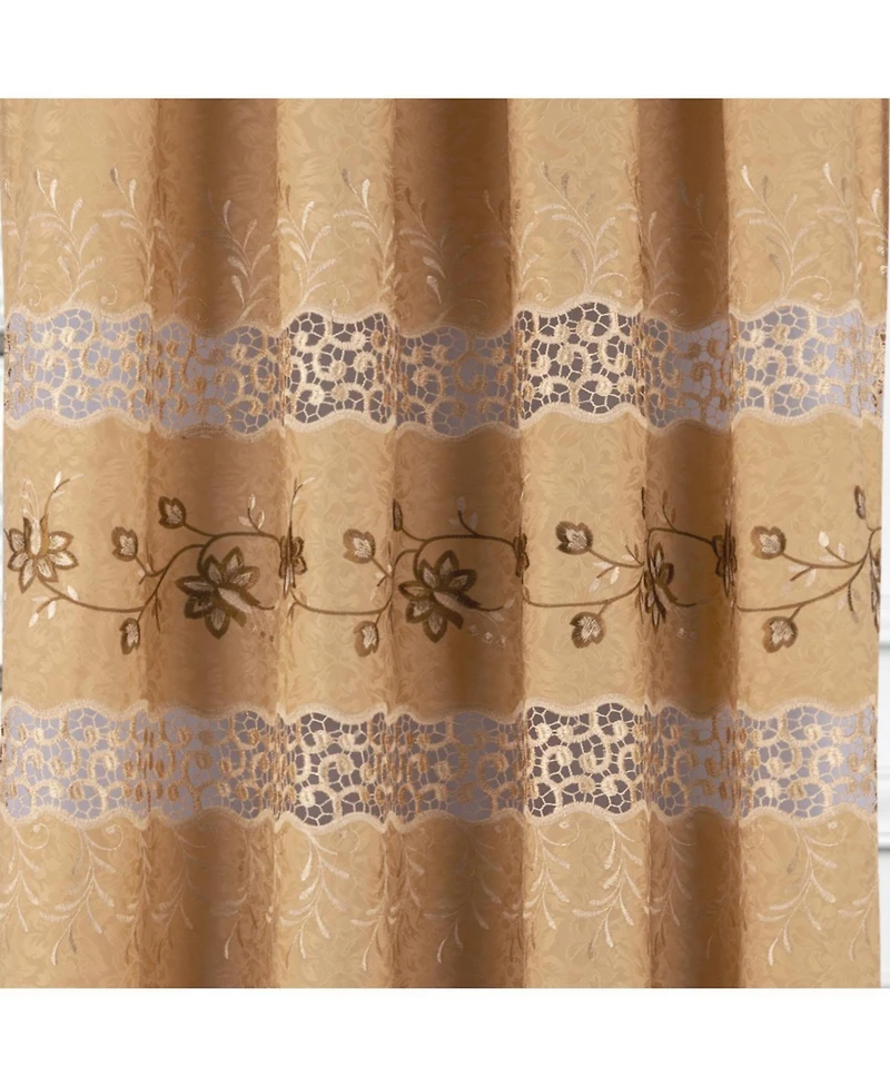 Rt Designer Collection Antonia Macrame Luxurious Decorative Rod Pocket Curtain Panel 54" x 84" Gold