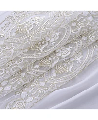 Rt Designers Collection Daisy Embroidery Grommet Curtain Panel With Attached Valance 54" x 84" White