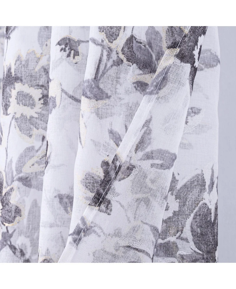 Rt Designers Collection Meadow Grommet Metallic Sheer Printed Doily Curtain Panel 54" x 95